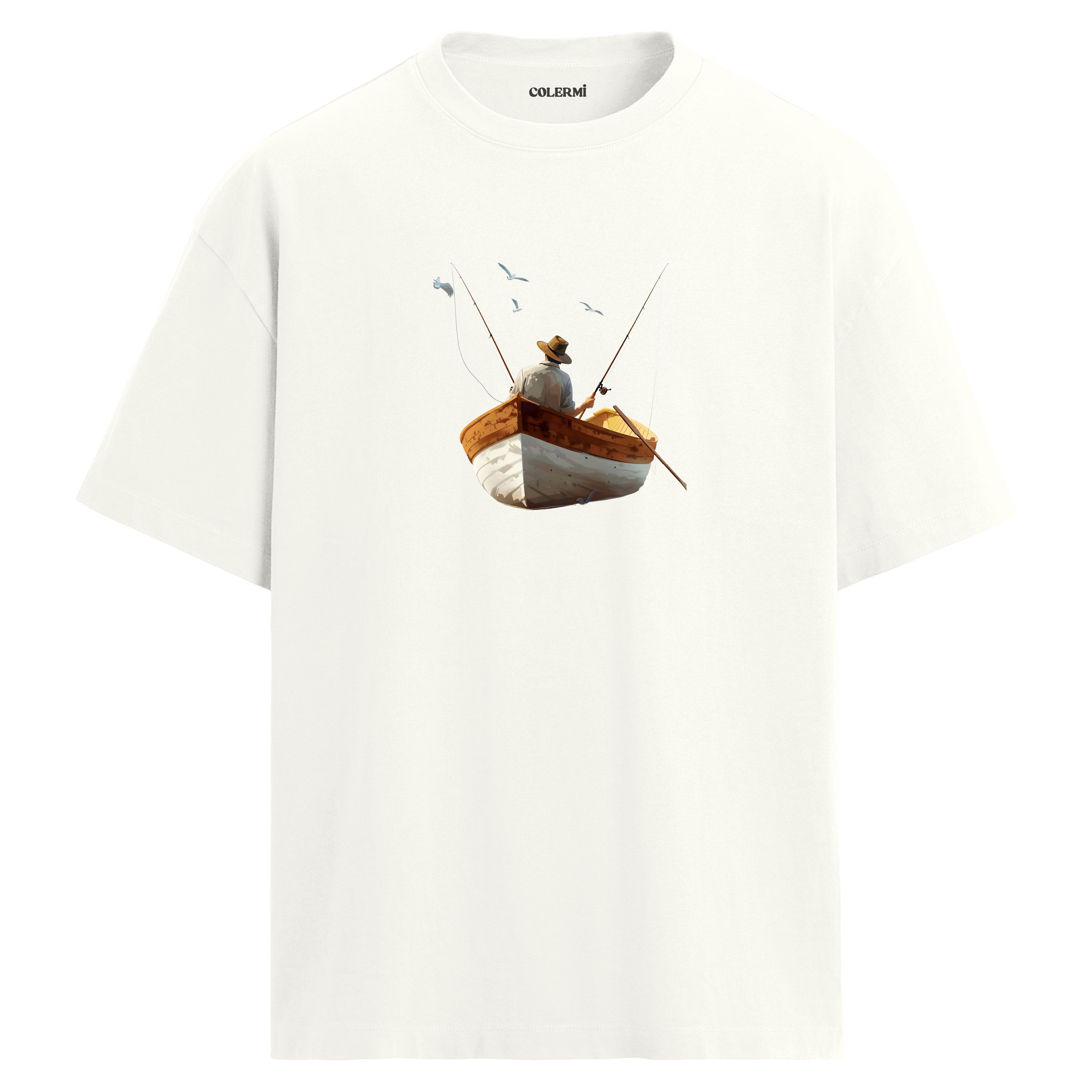 Fishing Calm Life Tasarım Oversize Tişört
