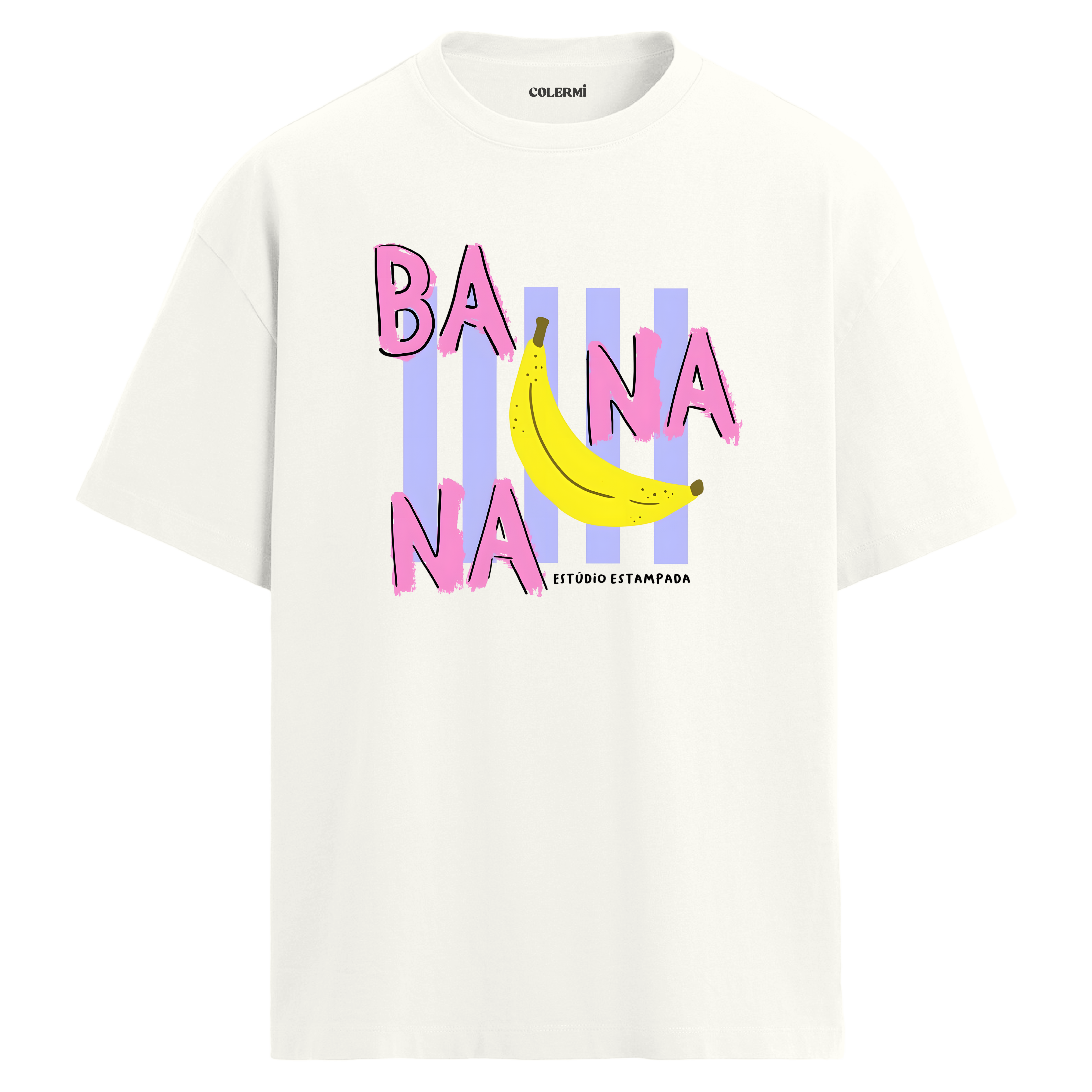 Muz Baskılı Eğlenceli Oversize Tişört