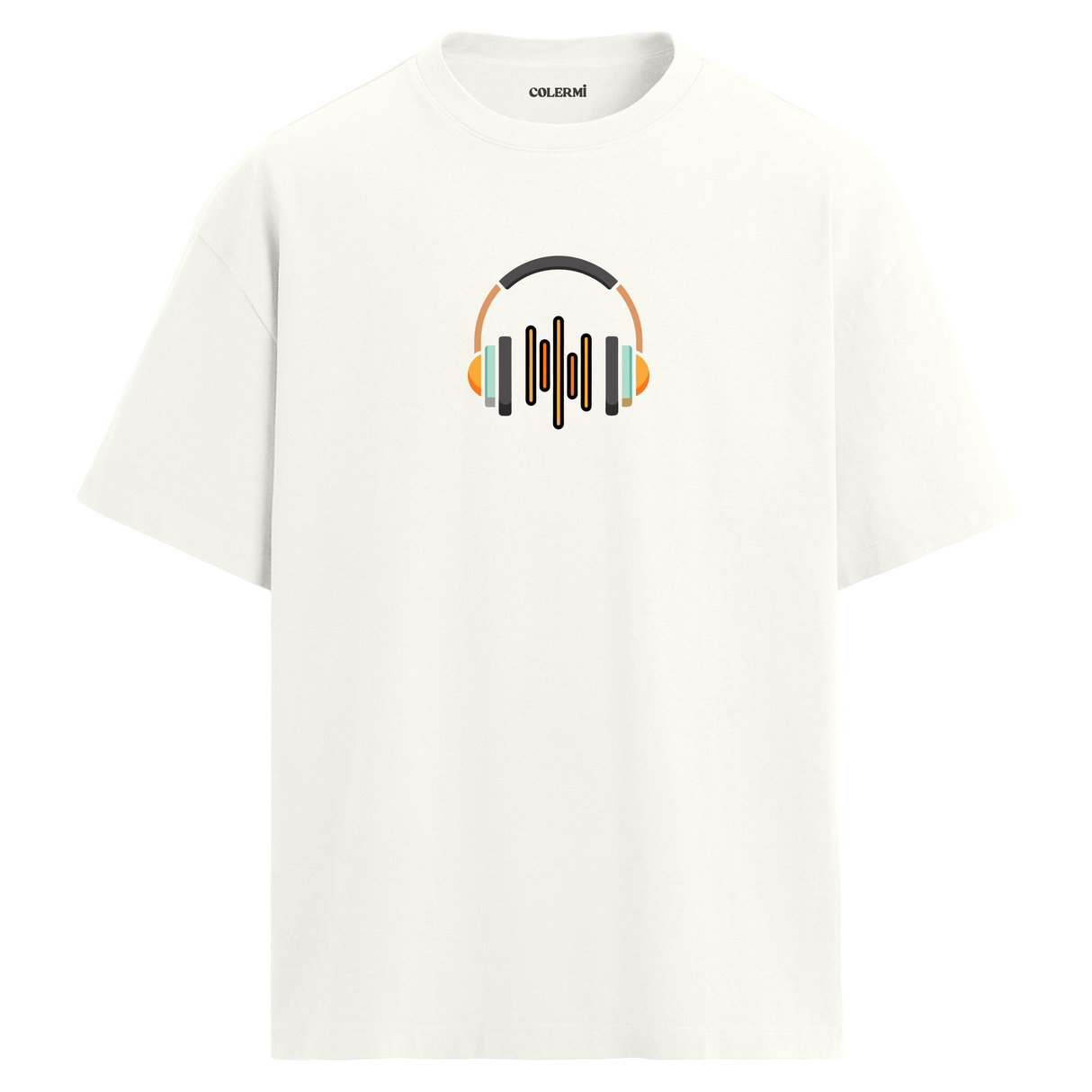 Ses Dalgası Kulaklık Tasarımlı T-Shirt  – %100 Pamuk