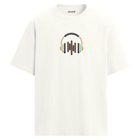 Ses Dalgası Kulaklık Tasarımlı T-Shirt  – %100 Pamuk