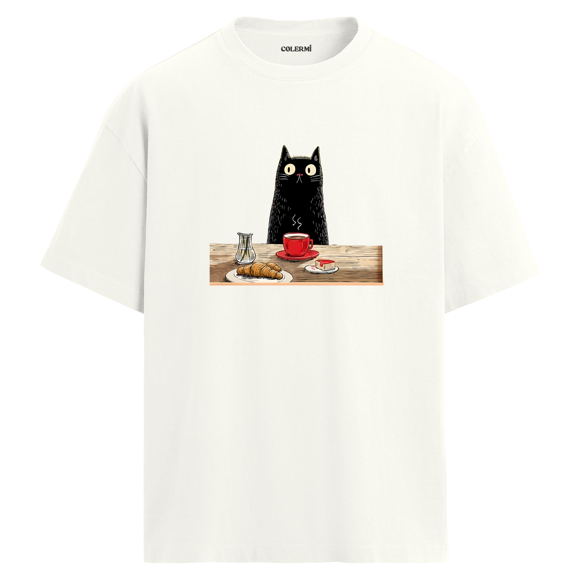 Kedi Baskılı Oversize Tişört | Colermi
