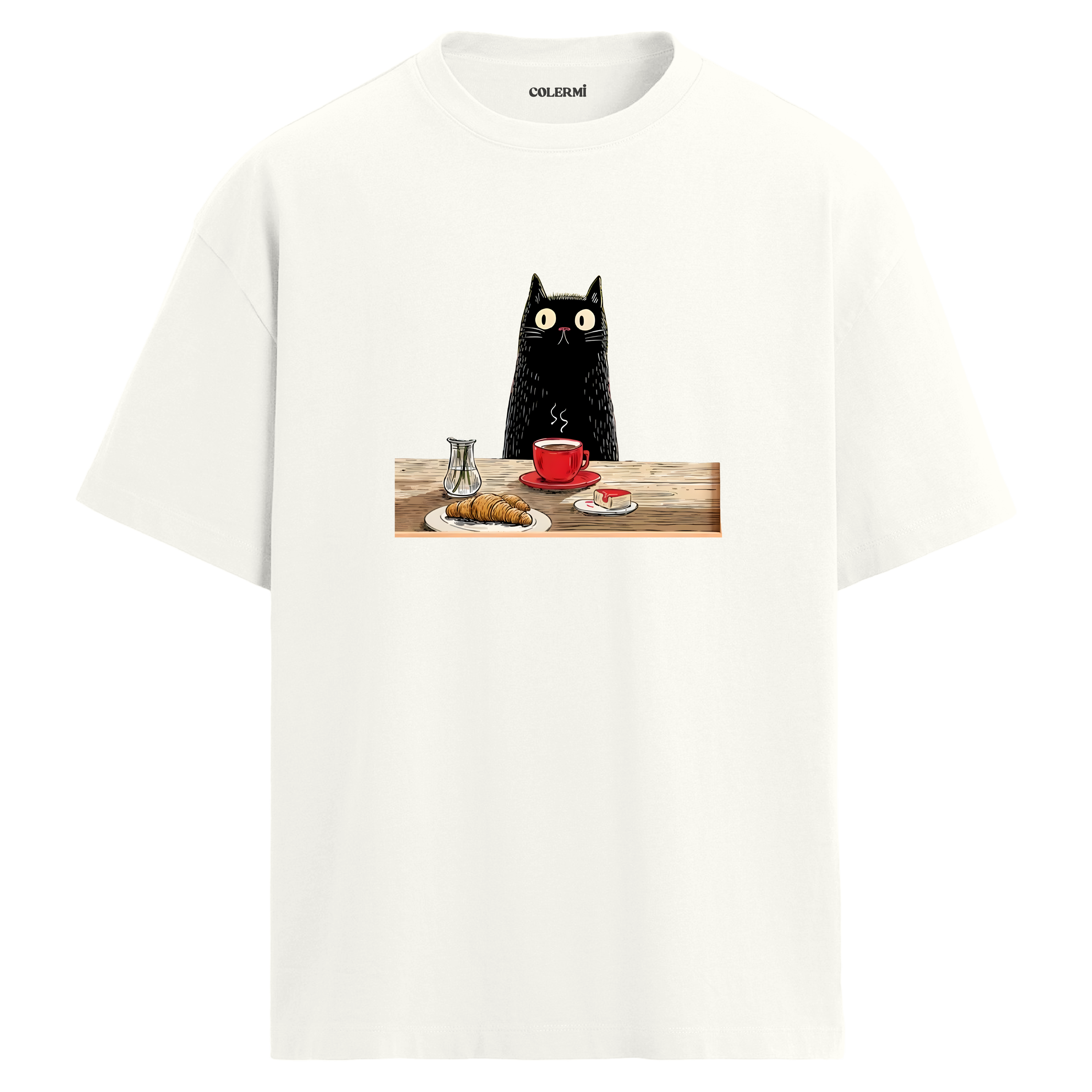Kedi Baskılı Oversize Tişört | Colermi