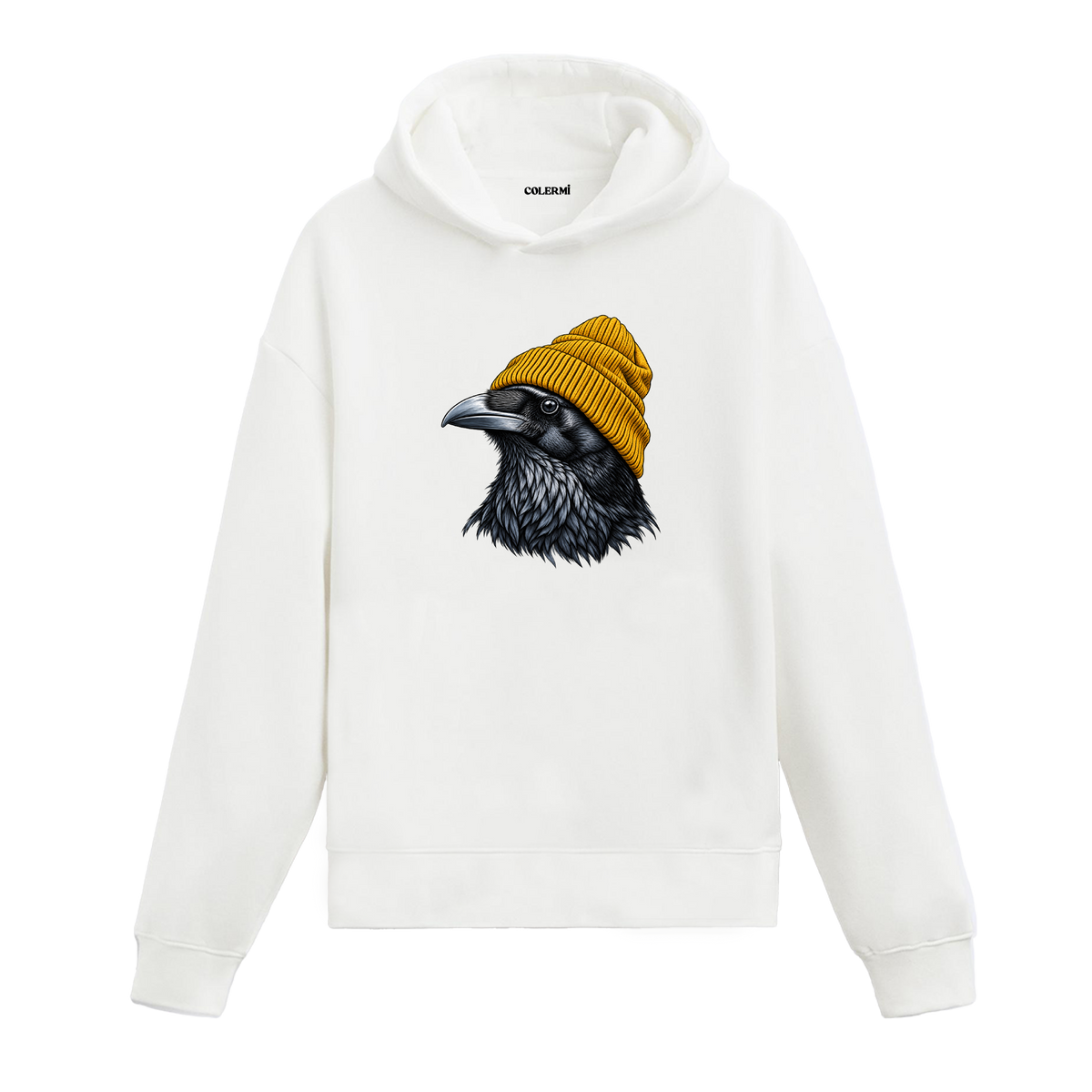 Sarı Bereli Kuzgun Tasarım Hoodie
