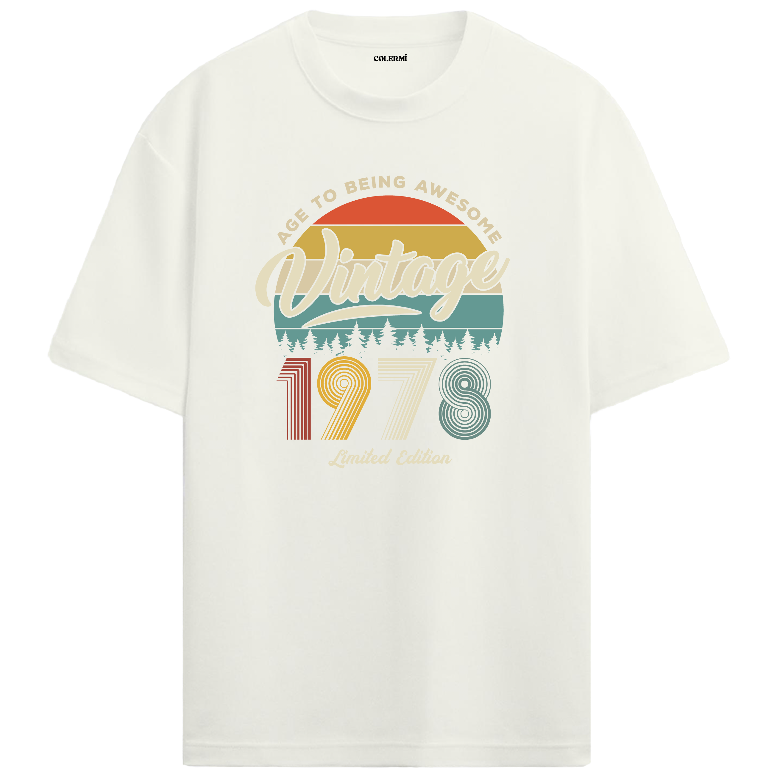 1978 Nostalgia Oversized T-Shirt - Retro Sunset and Forest Design