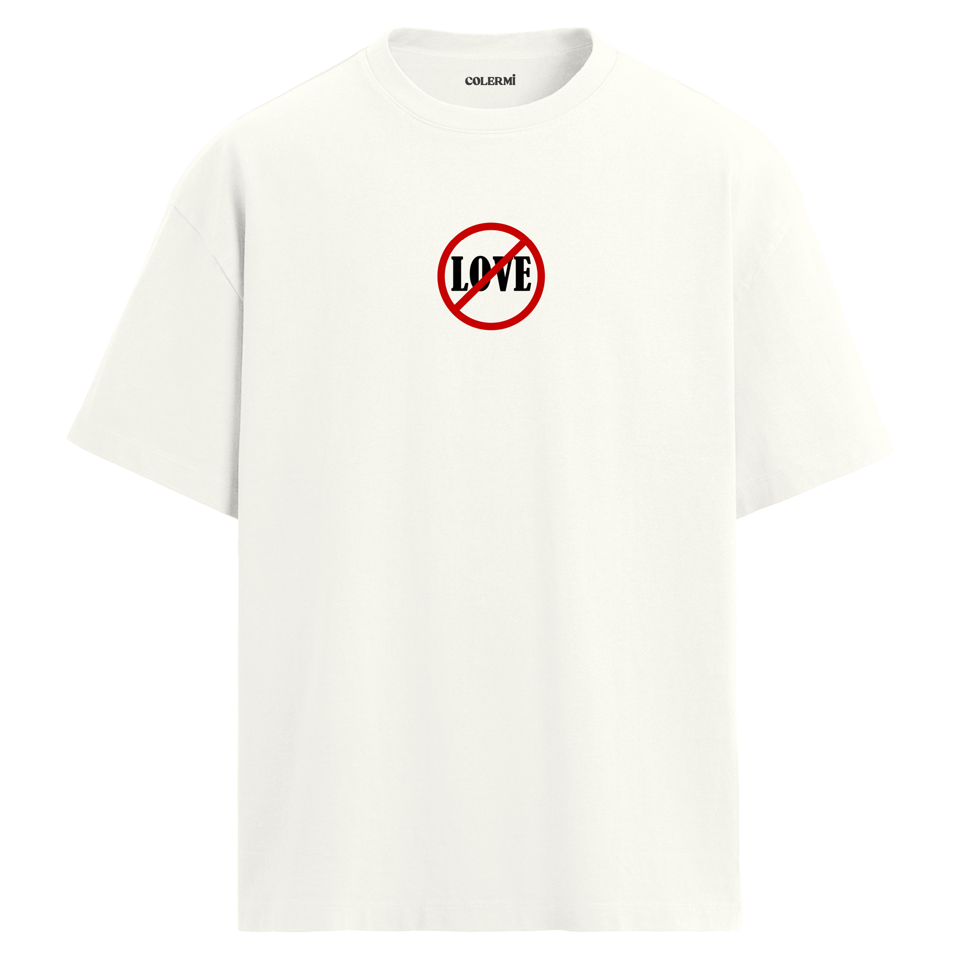 No Love Minimal Tasarım Oversize Tişört | Colermi