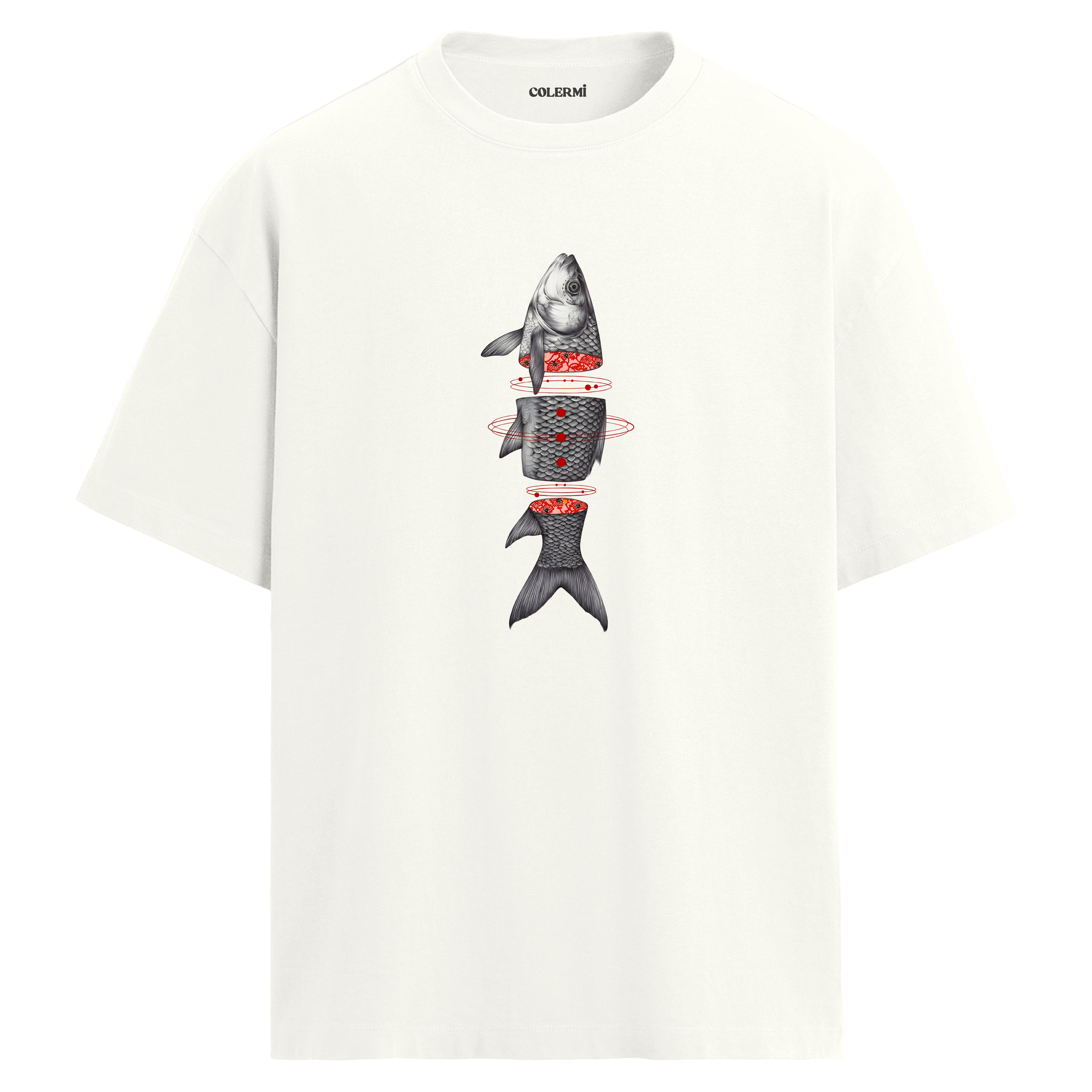 Surreal Fish Art Oversize Tişört | Colermi