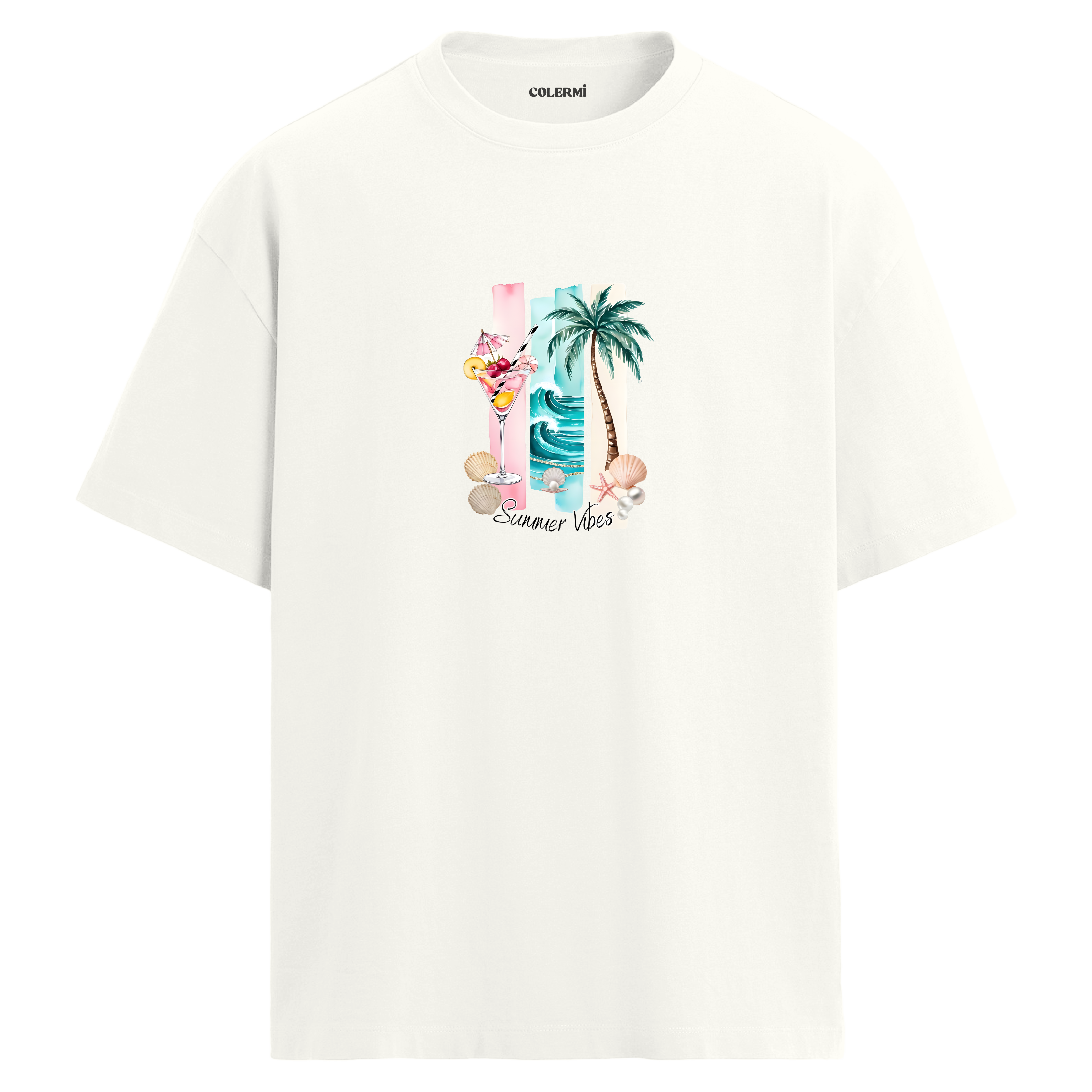 Summer Vibes Tasarım Oversize Tişört | Colermi