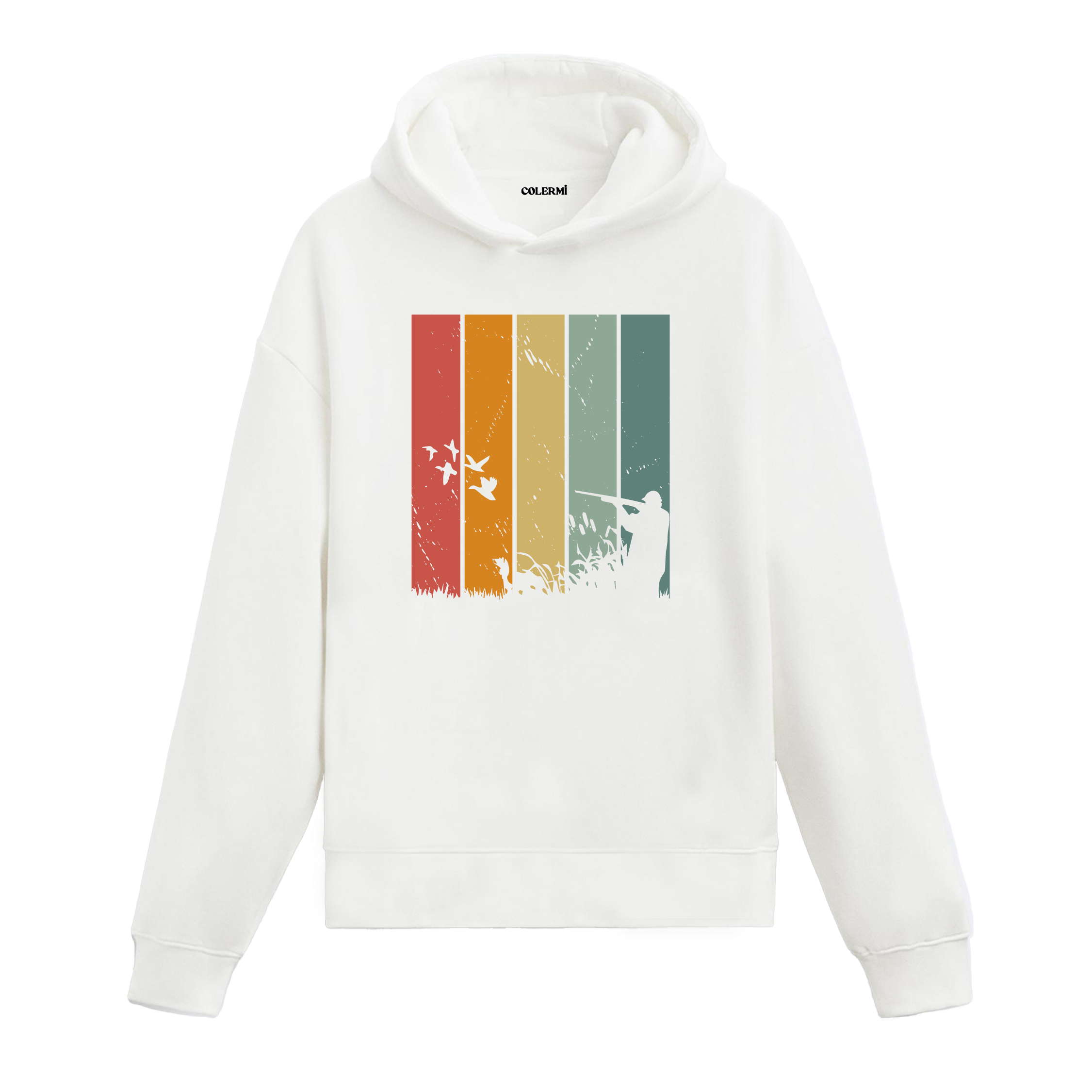 Hunter Silhouette Retro Graphic Hoodie – Adventure, Nature, and Freedom