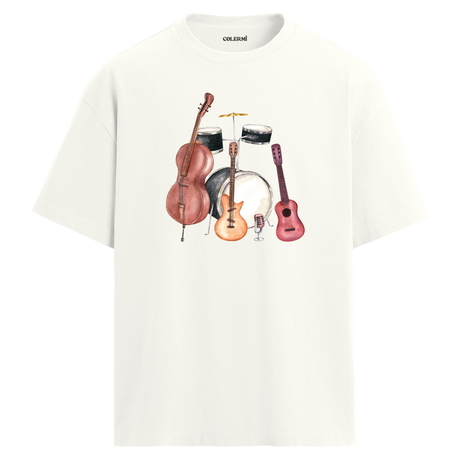 Vintage Enstrümanlar Oversize Unisex T-Shirt –  Müzik Tasarımı