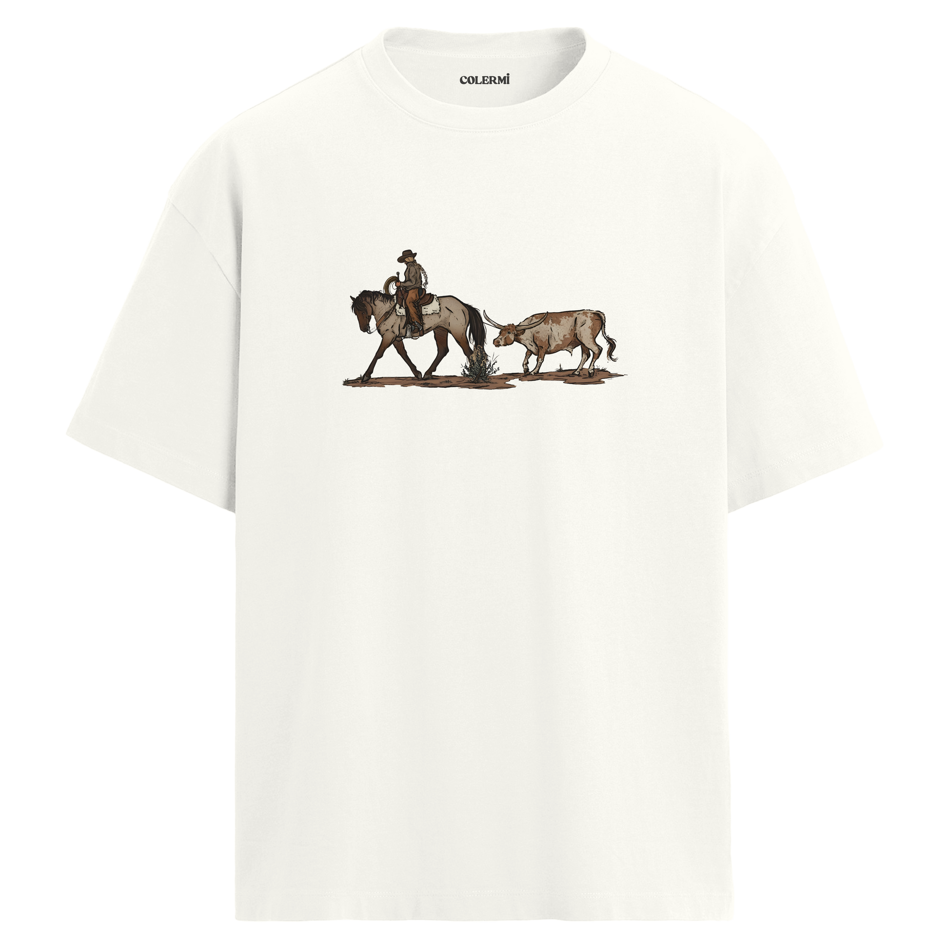 Kovboy Temalı Oversize Tişört | Colermi
