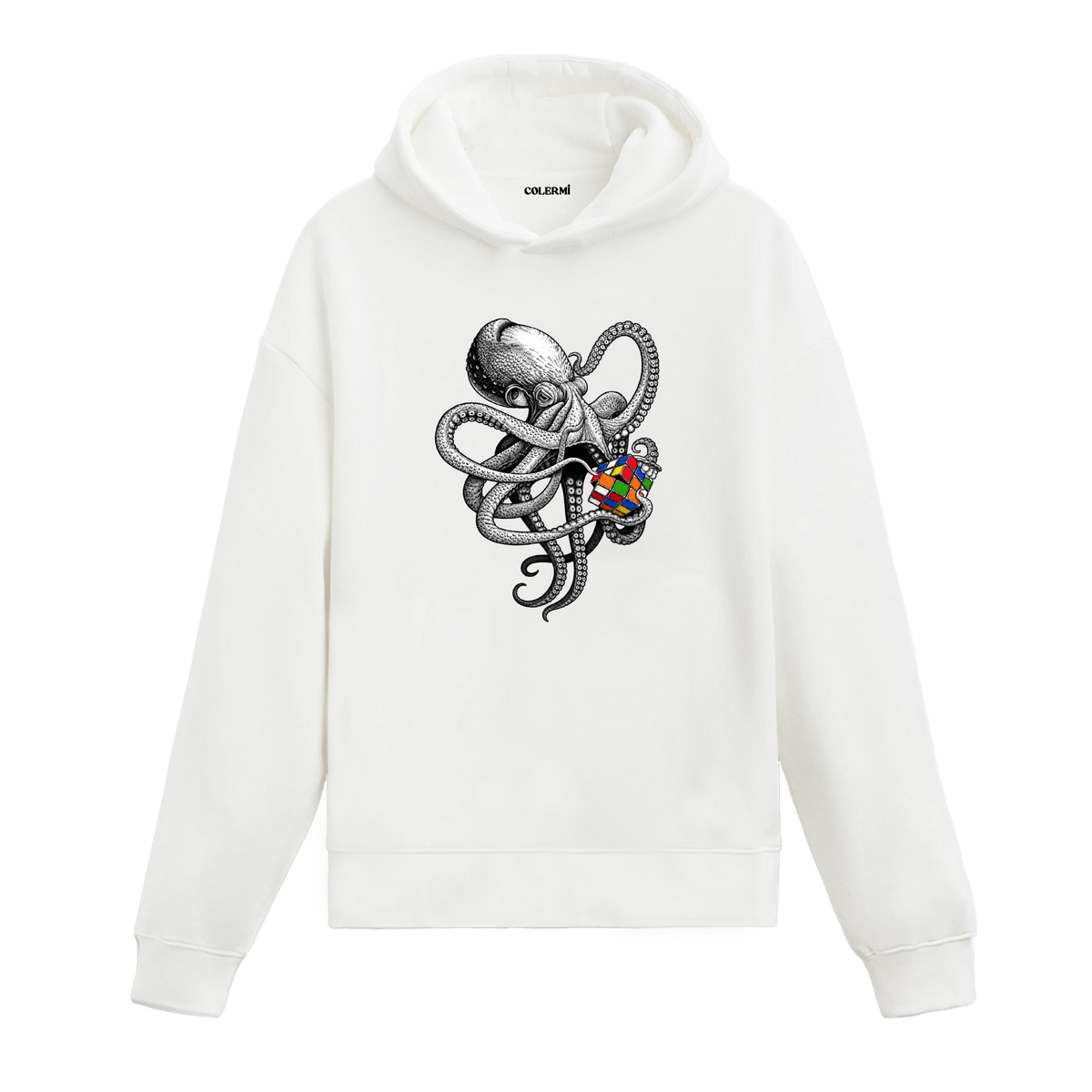Rubik Küplü Ahtapot Tasarım Hoodie