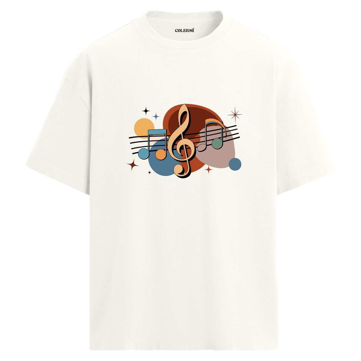 Retro Nota Desenli T-Shirt – %100 Pamuk