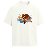 Retro Nota Desenli T-Shirt – %100 Pamuk