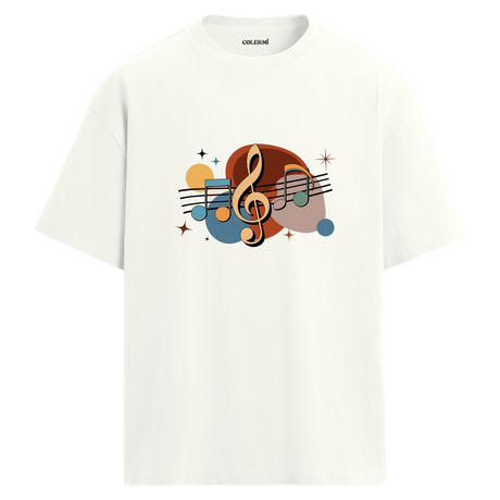 Retro Nota Desenli T-Shirt – %100 Pamuk