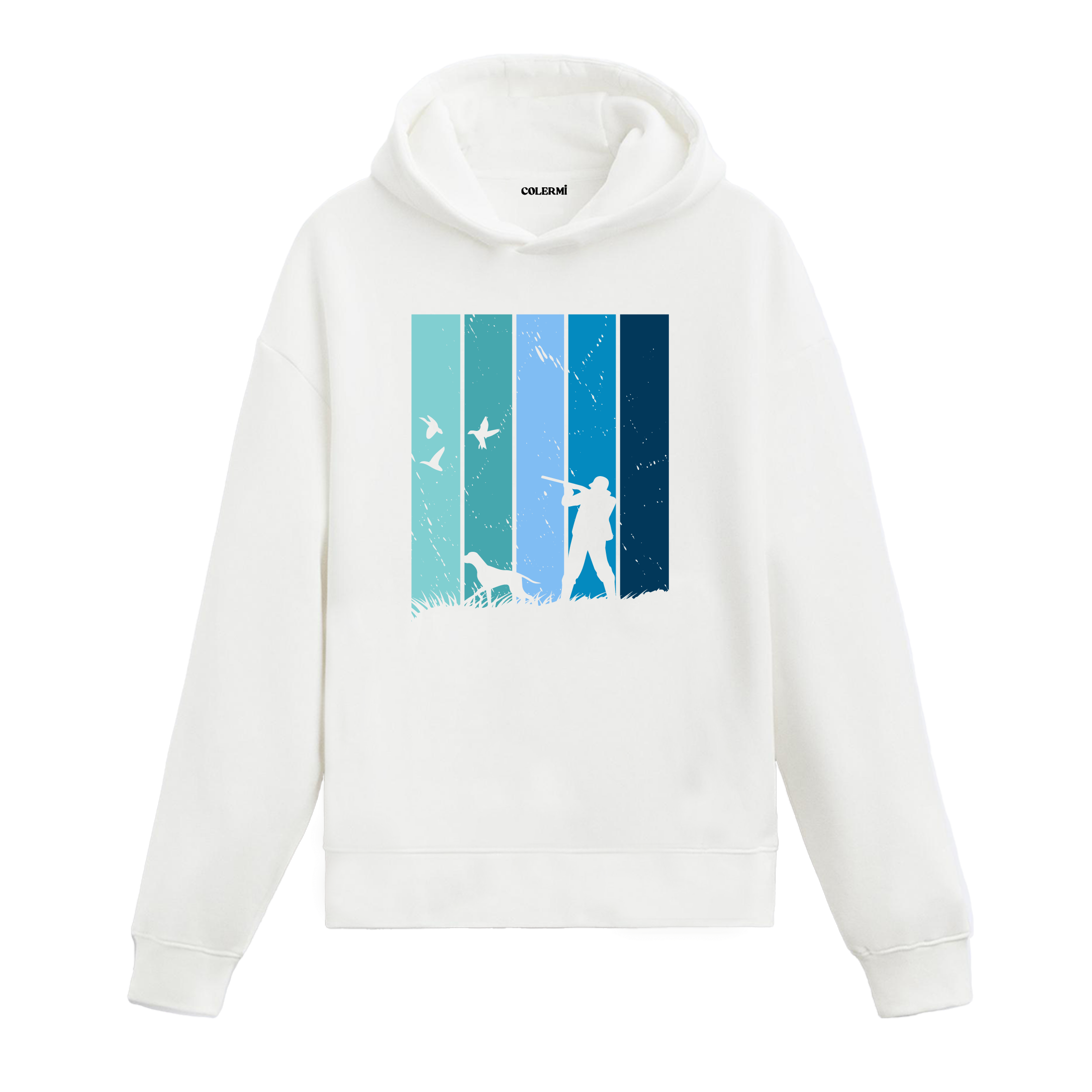 Hunter and Companion in Nature Graphic Hoodie – Peaceful Harmony, Adventurous Spirit