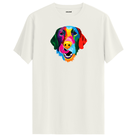 Renkli Golden Retriever Baskılı Unisex Tişört