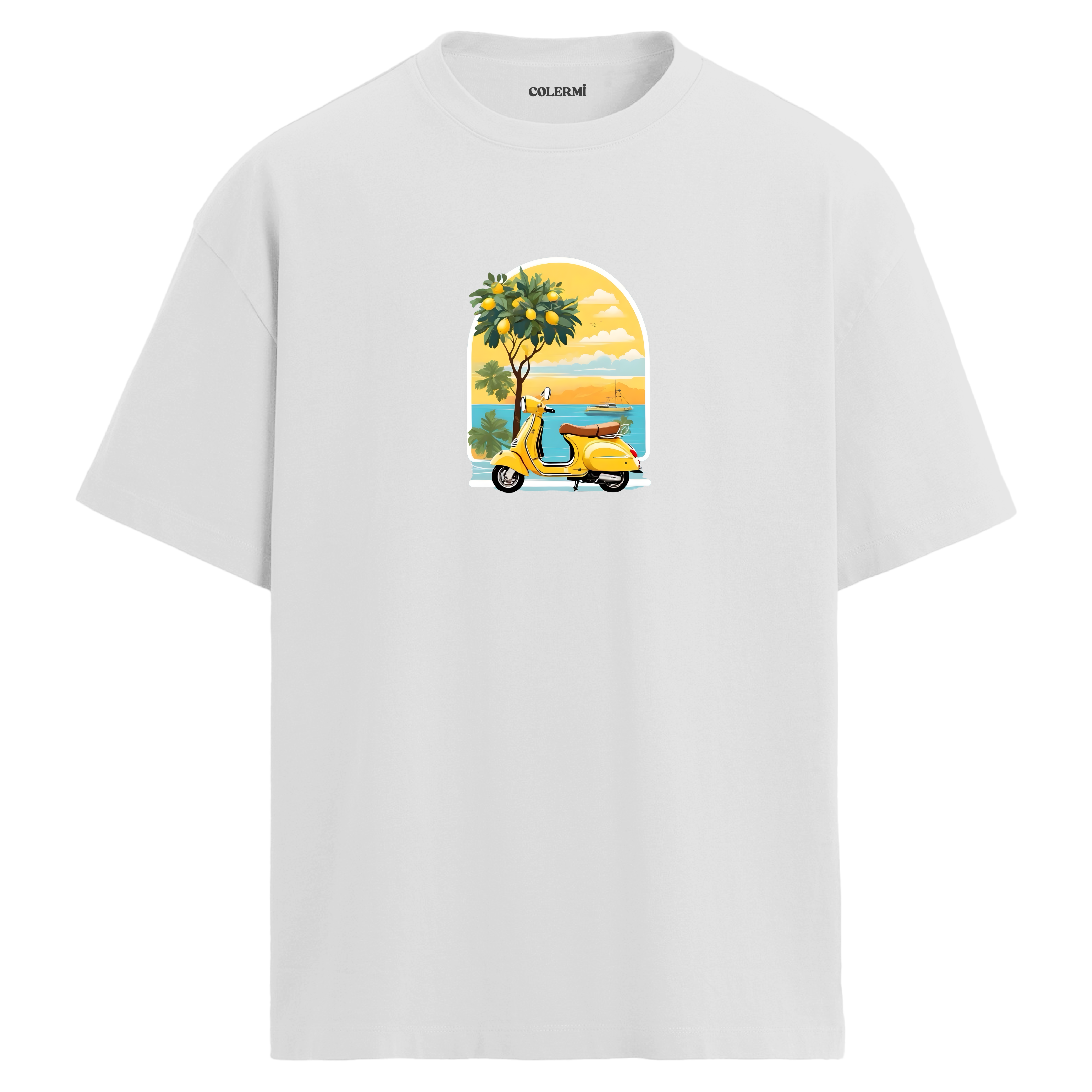 Lemon Vespa Yaz Tasarım Oversize Tişört