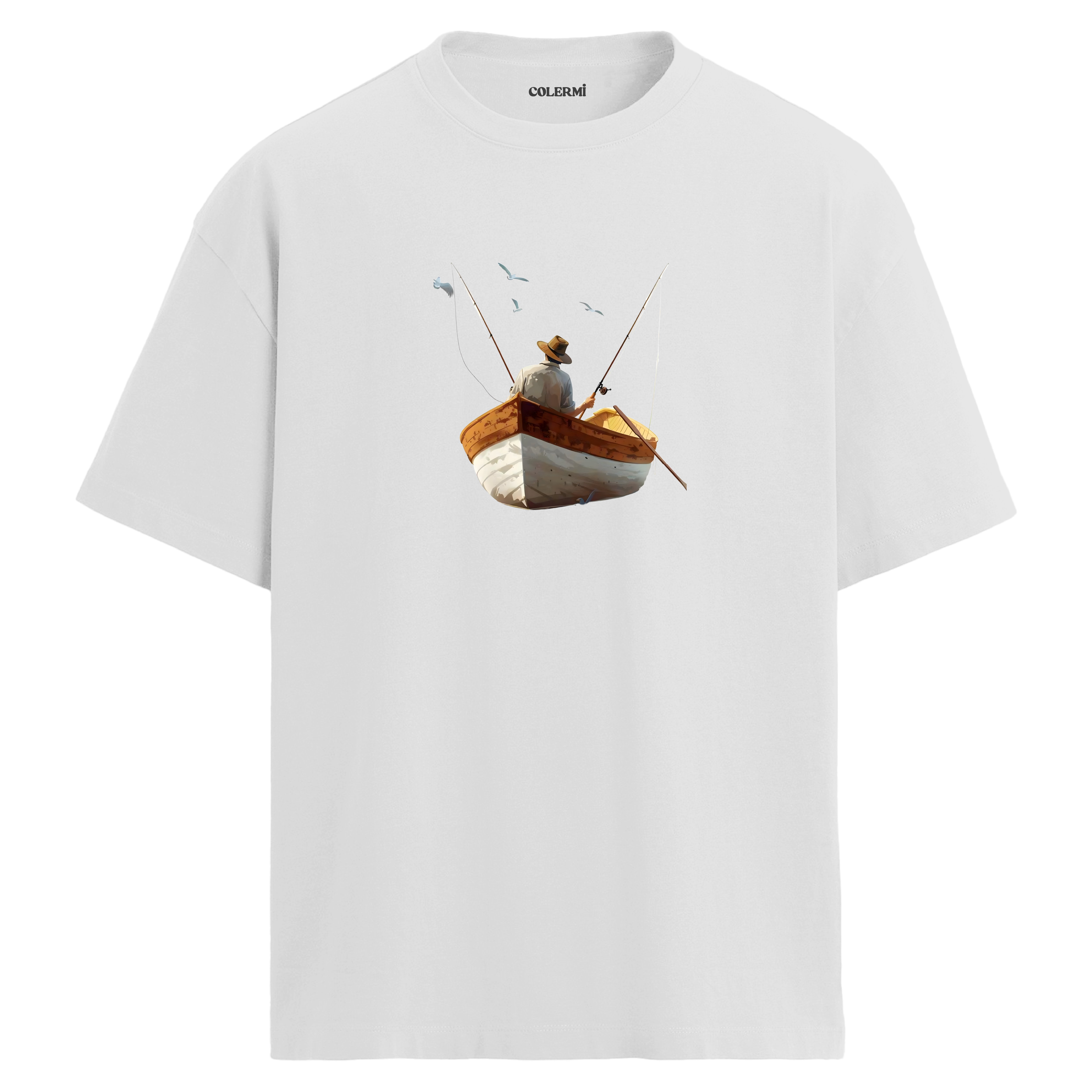 Fishing Calm Life Tasarım Oversize Tişört