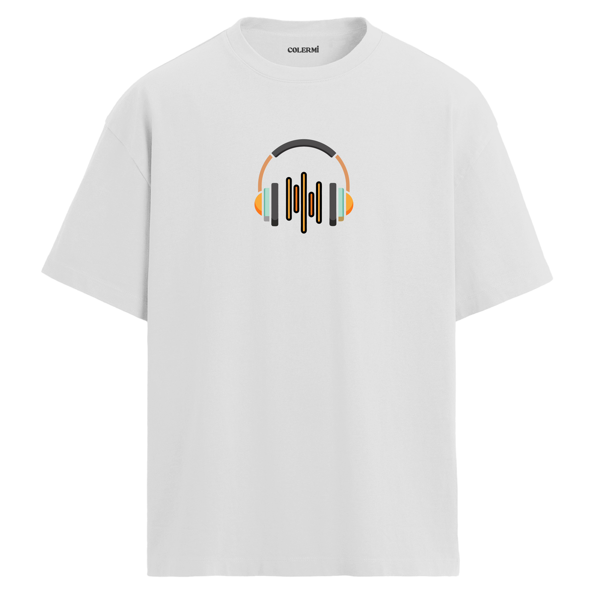 Ses Dalgası Kulaklık Tasarımlı T-Shirt  – %100 Pamuk