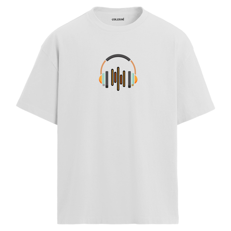 Ses Dalgası Kulaklık Tasarımlı T-Shirt  – %100 Pamuk
