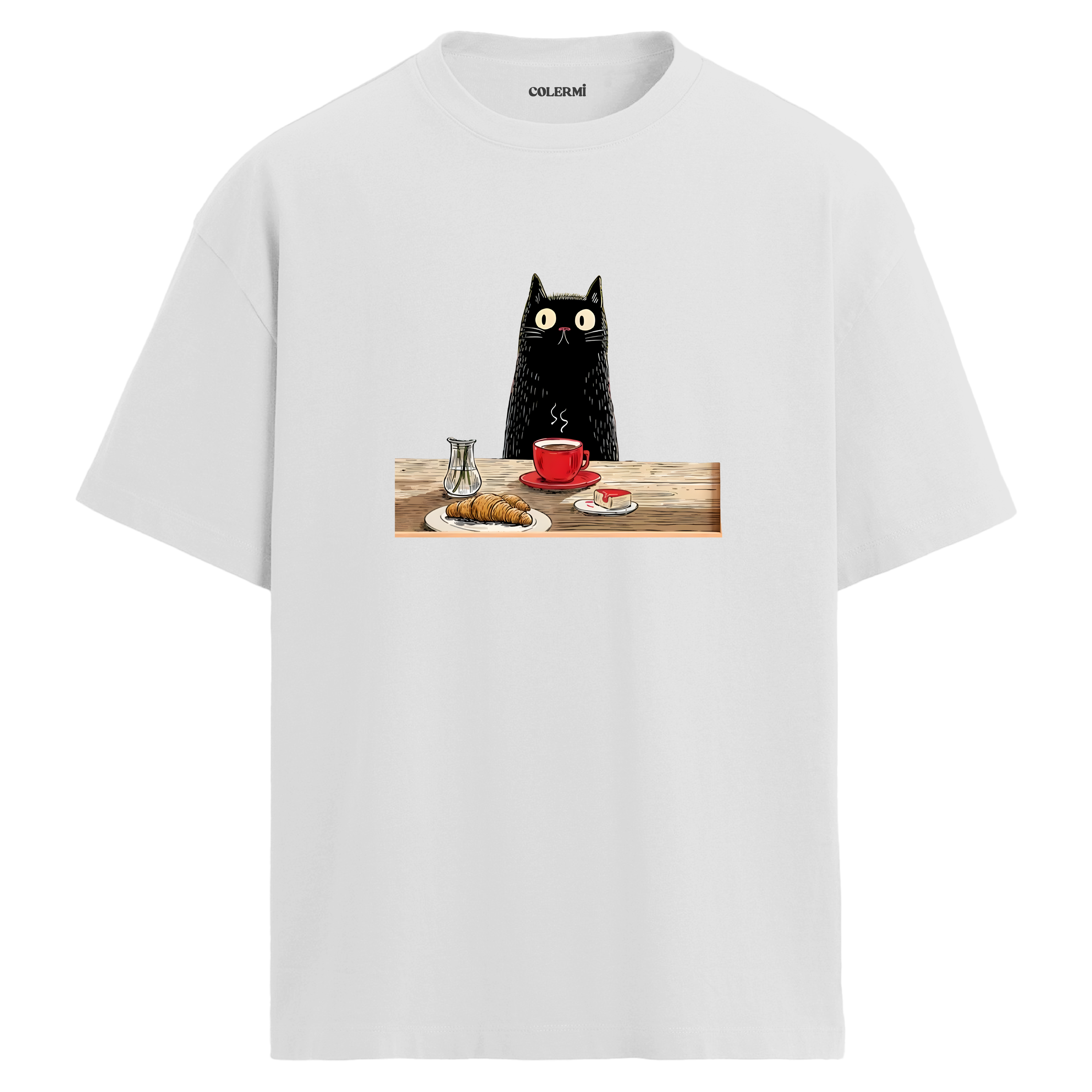 Kedi Baskılı Oversize Tişört görsel 3 | Colermi