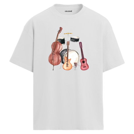 Vintage Enstrümanlar Oversize Unisex T-Shirt –  Müzik Tasarımı