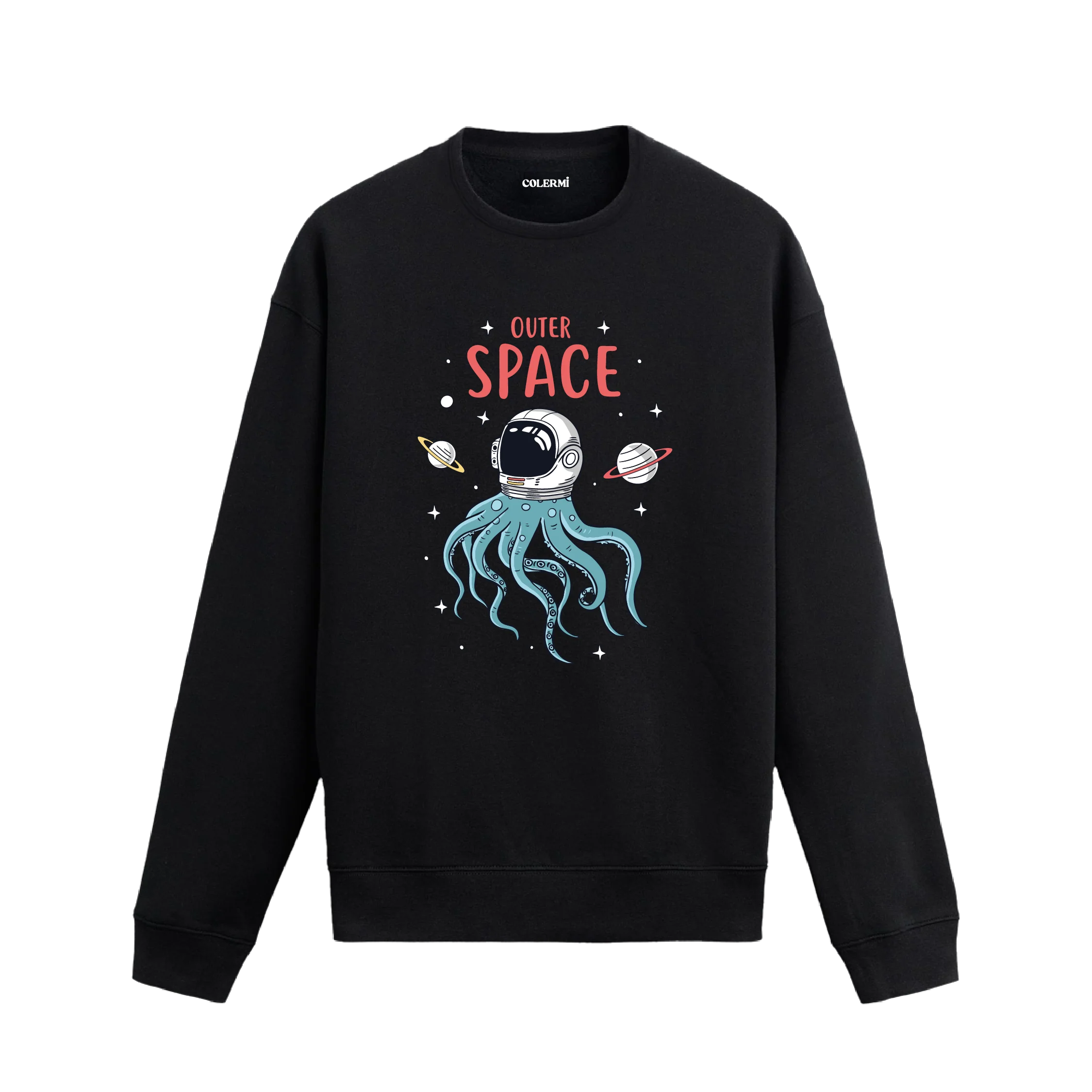 Astronot ve Ahtapot Figürlü Sweatshirt