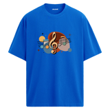 Retro Nota Desenli T-Shirt – %100 Pamuk