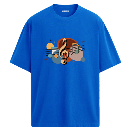 Retro Nota Desenli T-Shirt – %100 Pamuk