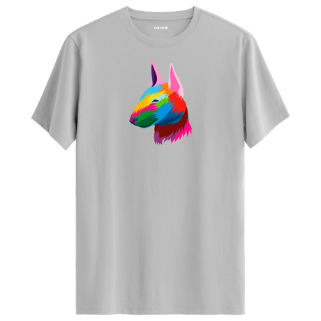 Colorful Bull Terrier Tee – Artistic Dog Print Shirt