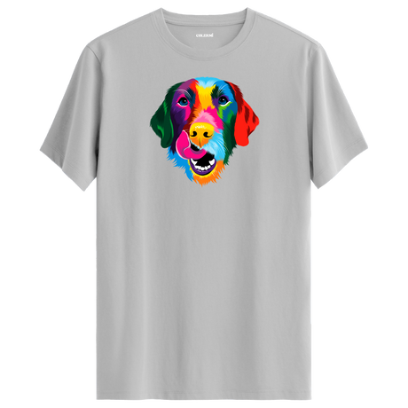 Renkli Golden Retriever Baskılı Unisex Tişört
