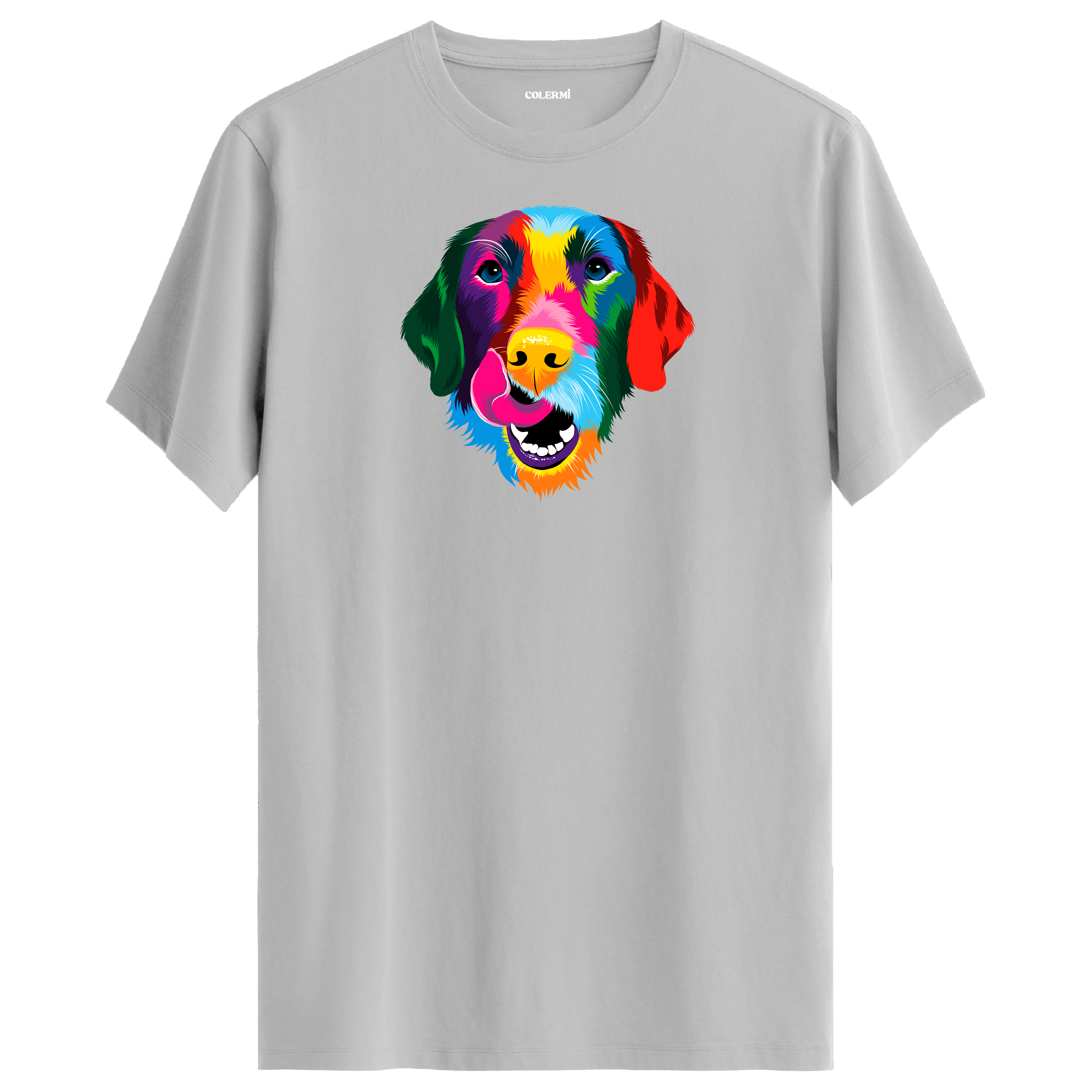 Renkli Golden Retriever Baskılı Unisex Tişört