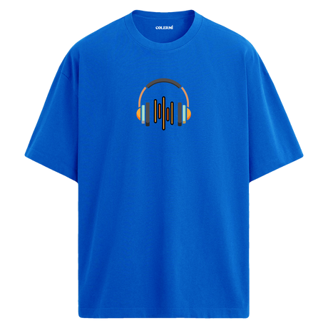 Ses Dalgası Kulaklık Tasarımlı T-Shirt  – %100 Pamuk
