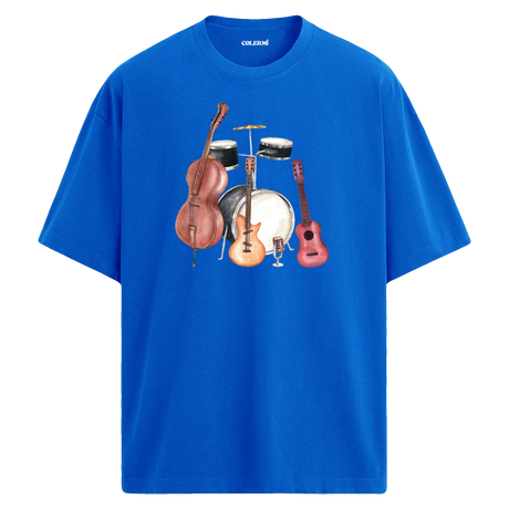 Vintage Enstrümanlar Oversize Unisex T-Shirt –  Müzik Tasarımı