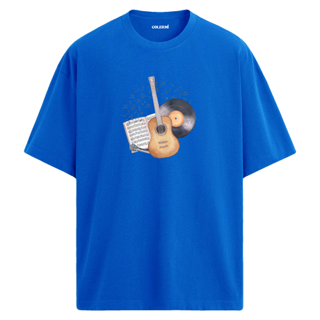 Vintage Gitar Nota Plak T-Shirt – %100 Pamuk