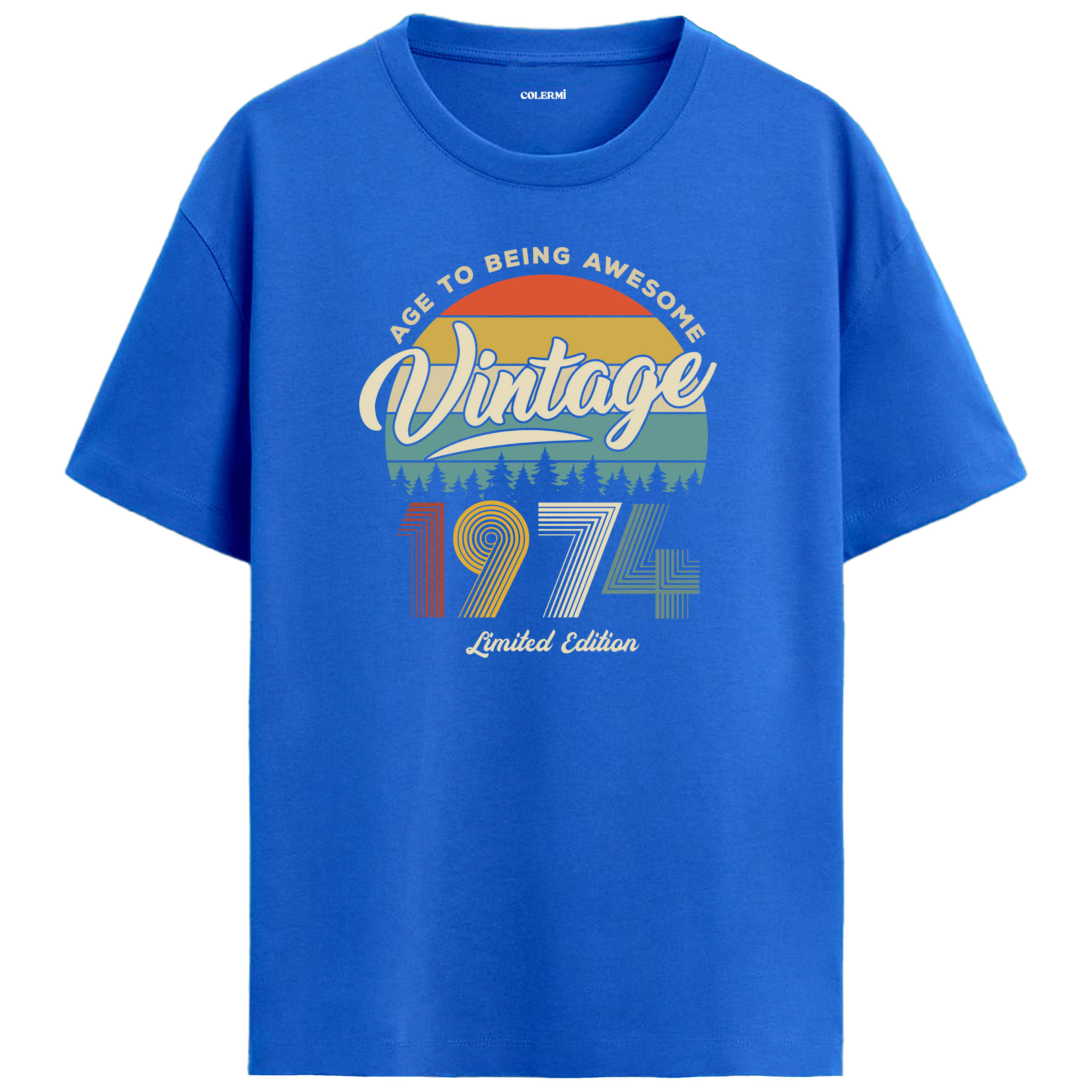 1974 Nostalgia Oversized T-Shirt - Retro Sunset & Nature Silhouettes