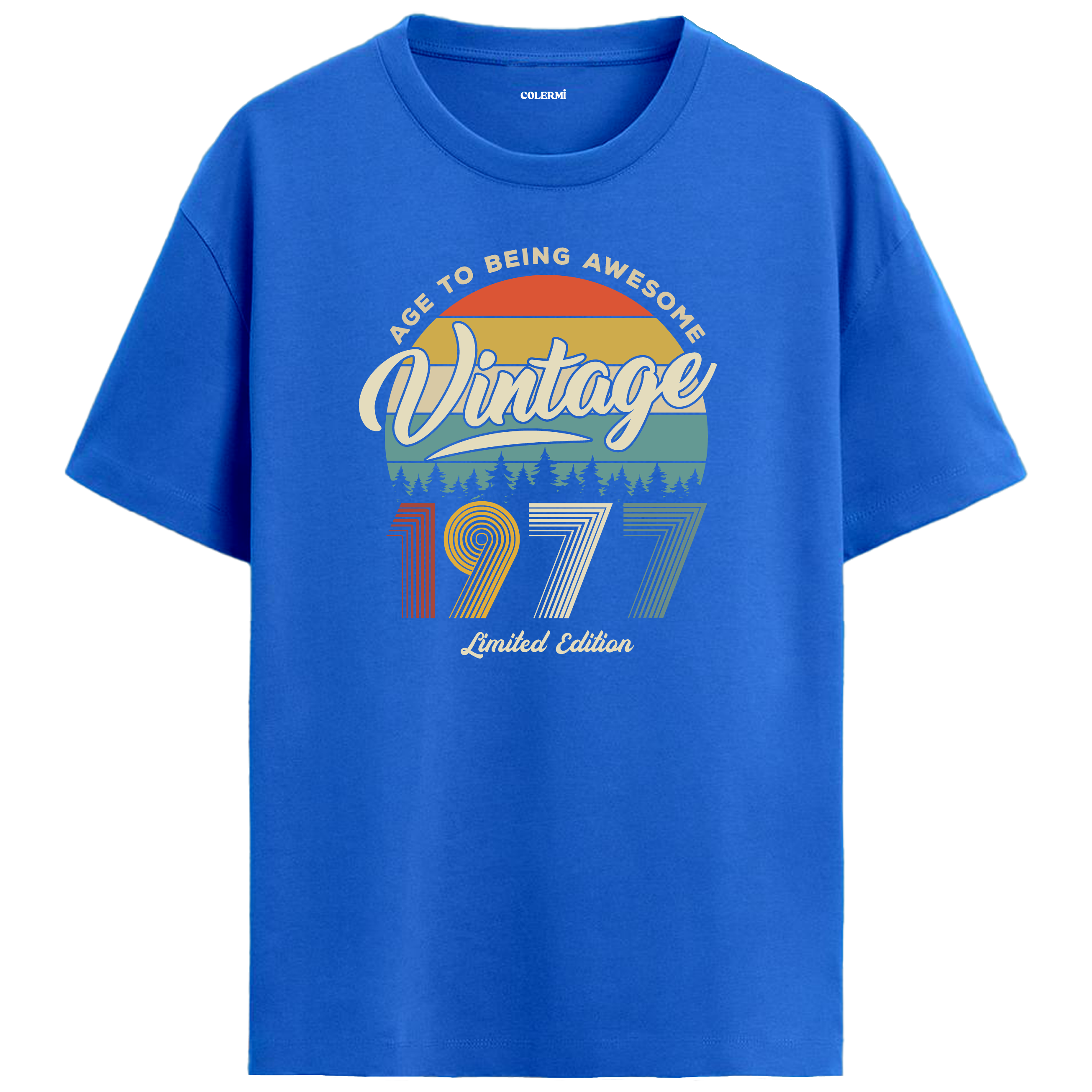 1977 Nostalgia Oversized T-Shirt - Retro Forest and Typography Design