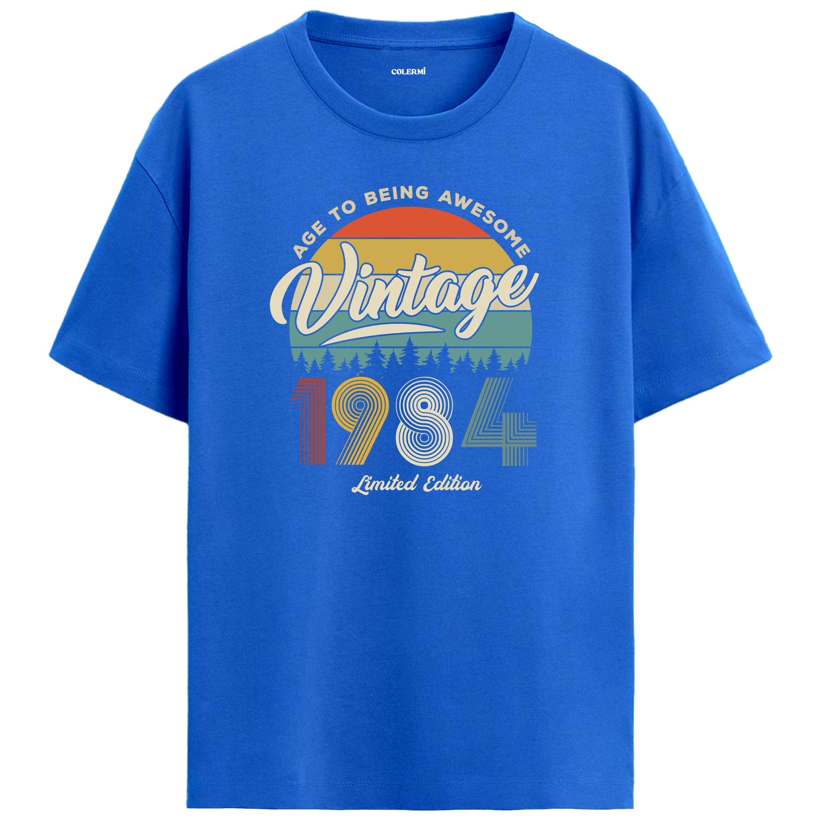 1984 Nostalgia Oversized T-Shirt - Retro Sunset Nature Silhouette Design