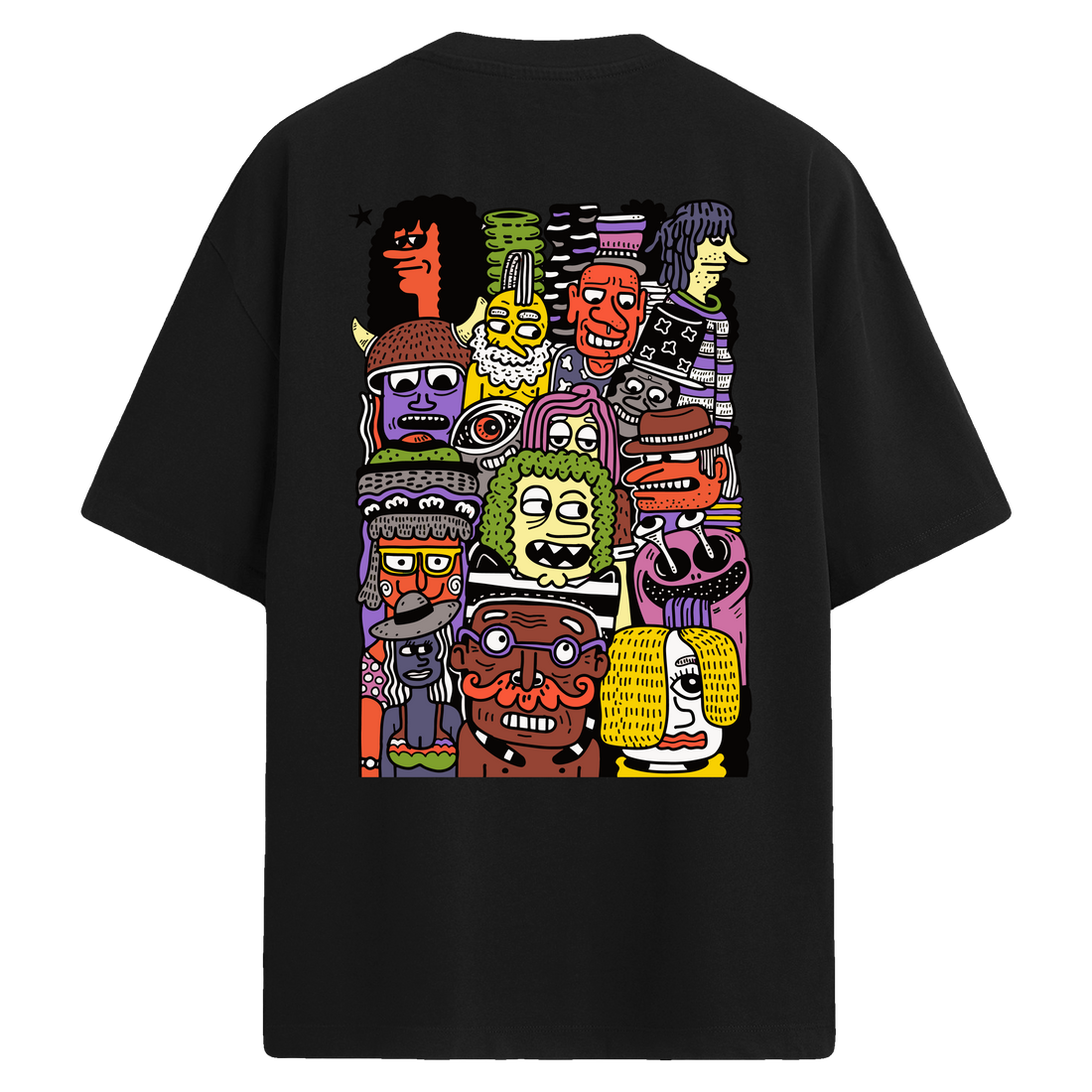 Faces Parade Sırt Baskılı Oversize T-Shirt