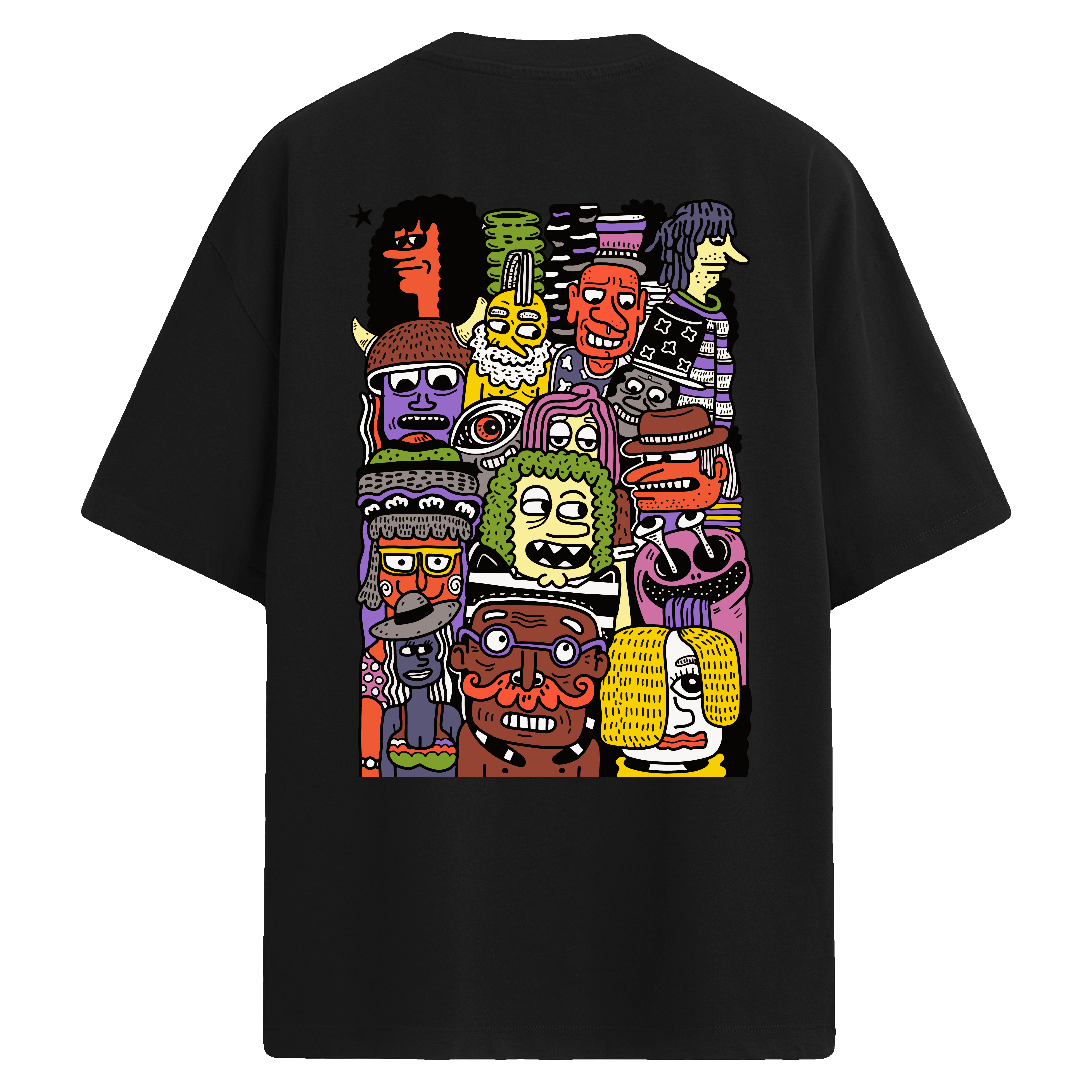 Faces Parade Sırt Baskılı Oversize T-Shirt