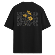 Flower Typography Sırt Baskılı Oversize T-Shirt