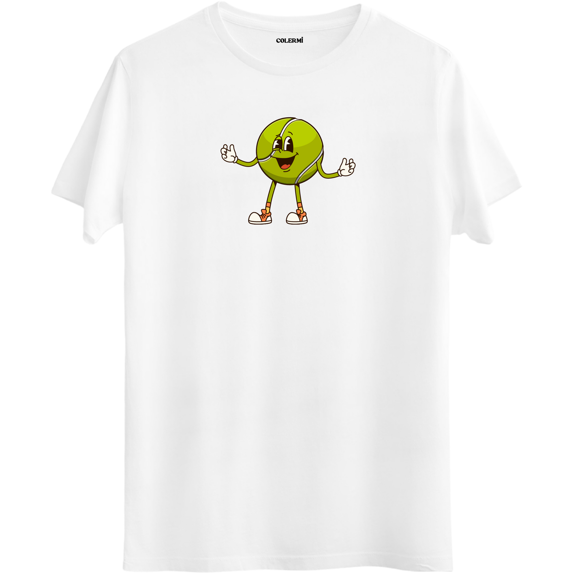 Karikatür Tenis Topu Baskılı Unisex Tişört | Colermi