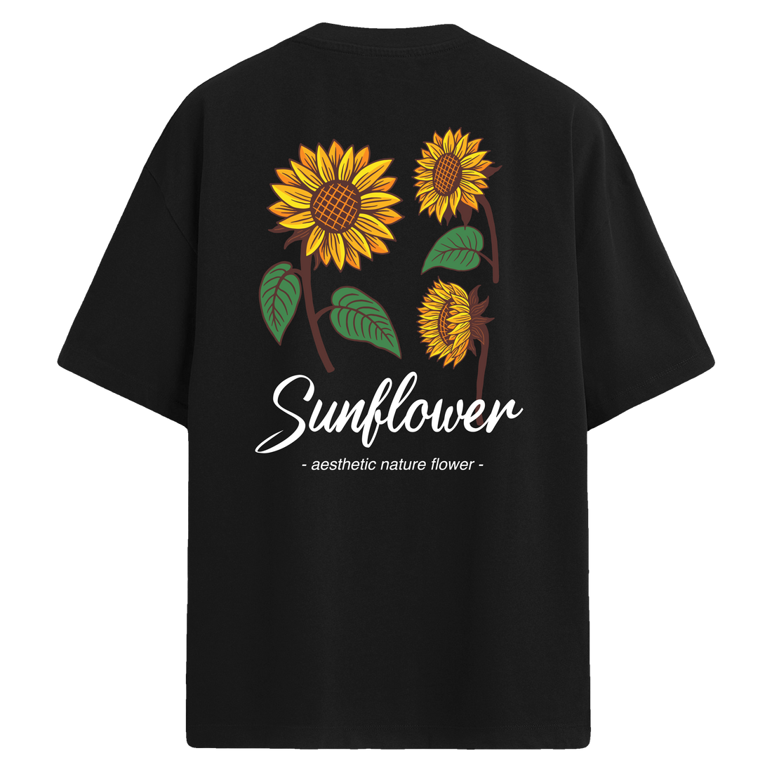 Sunflowers Sırt Baskılı Oversize T-Shirt