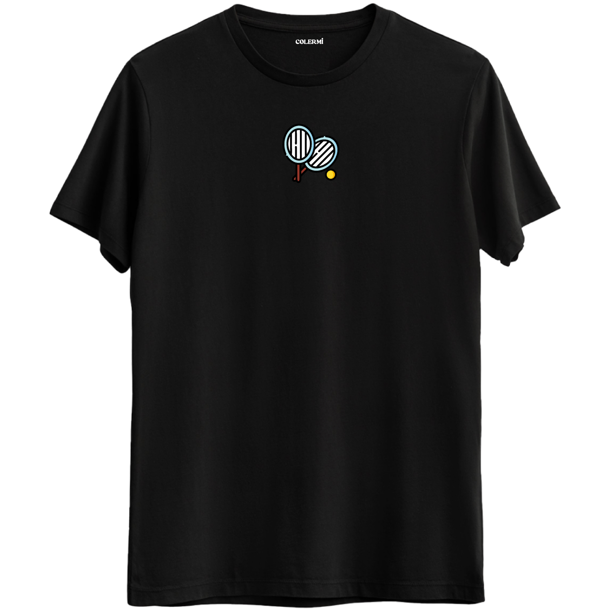 Minimal Tenis Raketleri Baskılı Unisex Tişört görsel 2 | Colermi