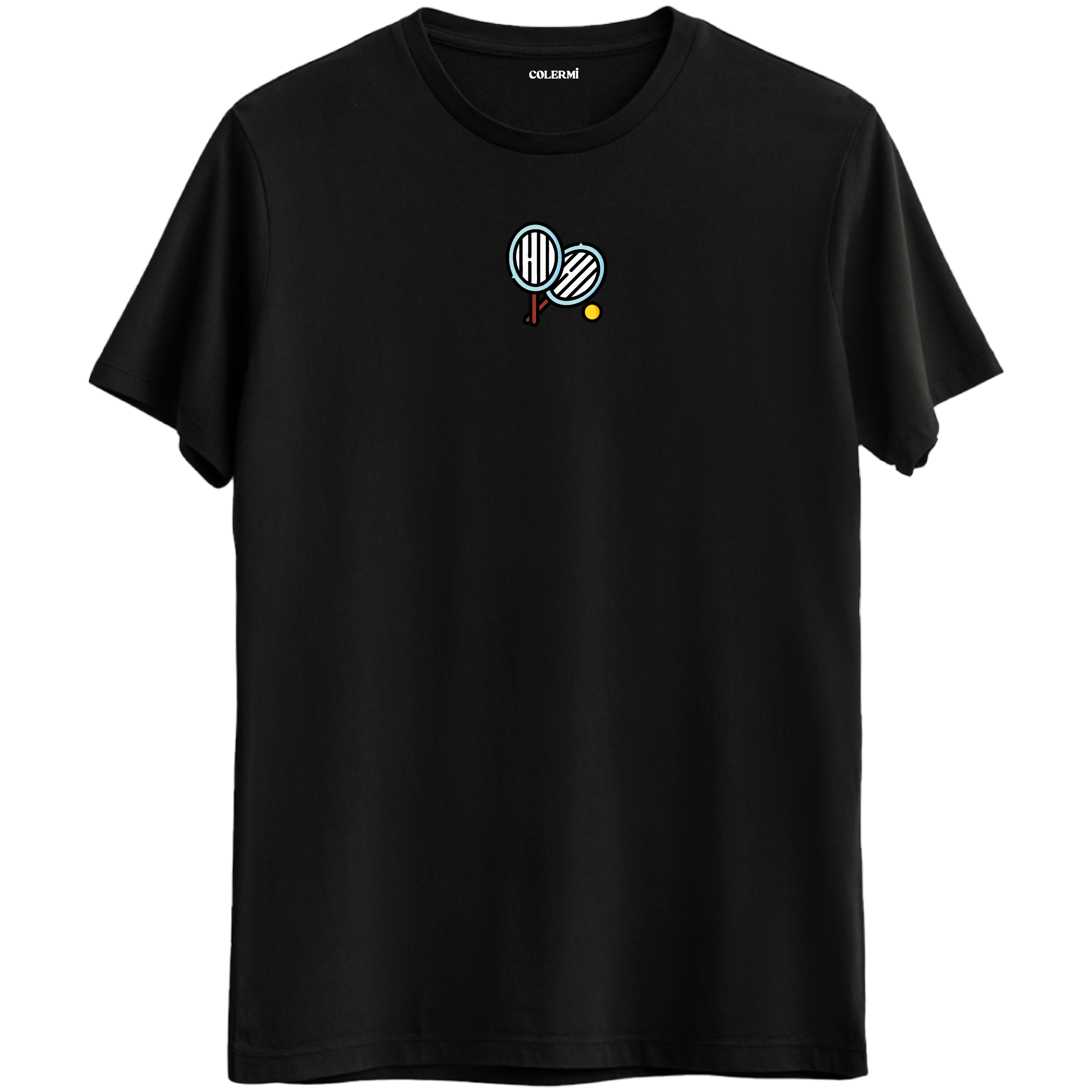 Minimal Tenis Raketleri Baskılı Unisex Tişört görsel 2 | Colermi