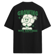 Çiçek Karakterli Sırt Baskılı Oversize T-Shirt