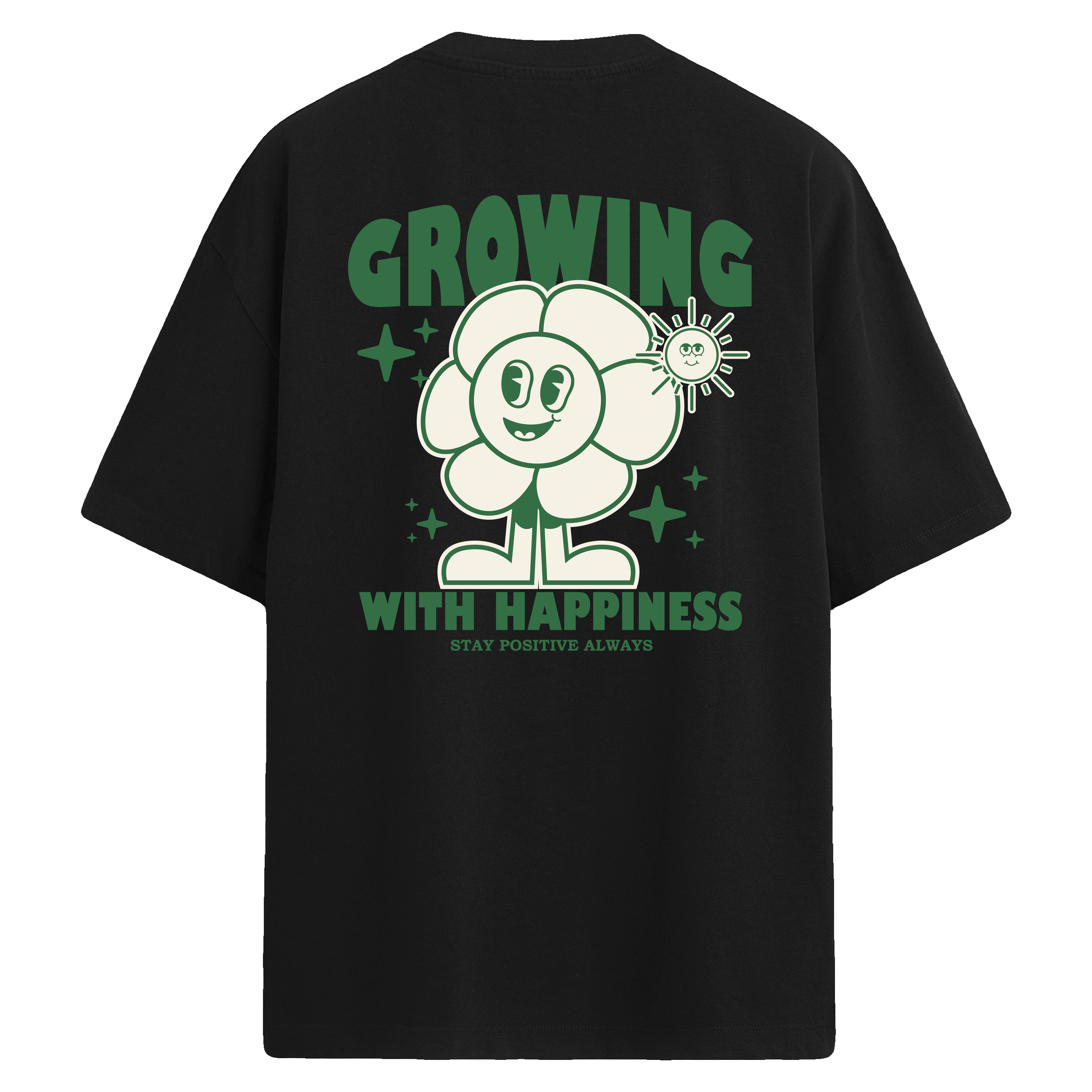 Çiçek Karakterli Sırt Baskılı Oversize T-Shirt