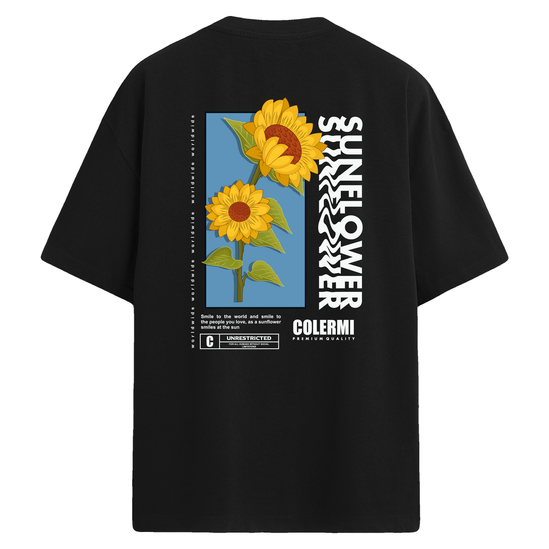 Sunflower Vase Sırt Baskılı Oversize T-Shirt
