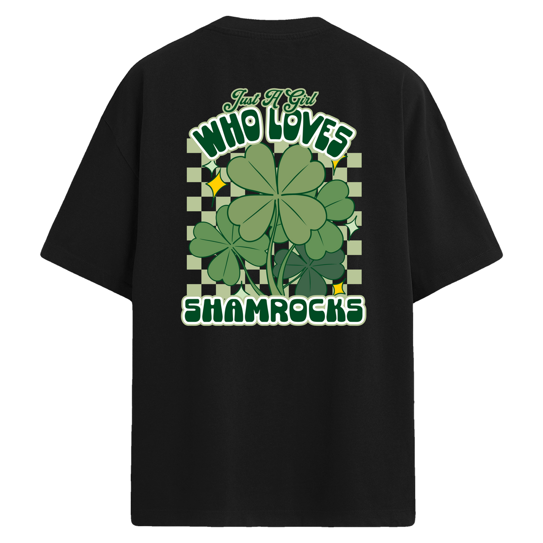 Who Loves Shamrocks Sırt Baskılı Oversize T-Shirt