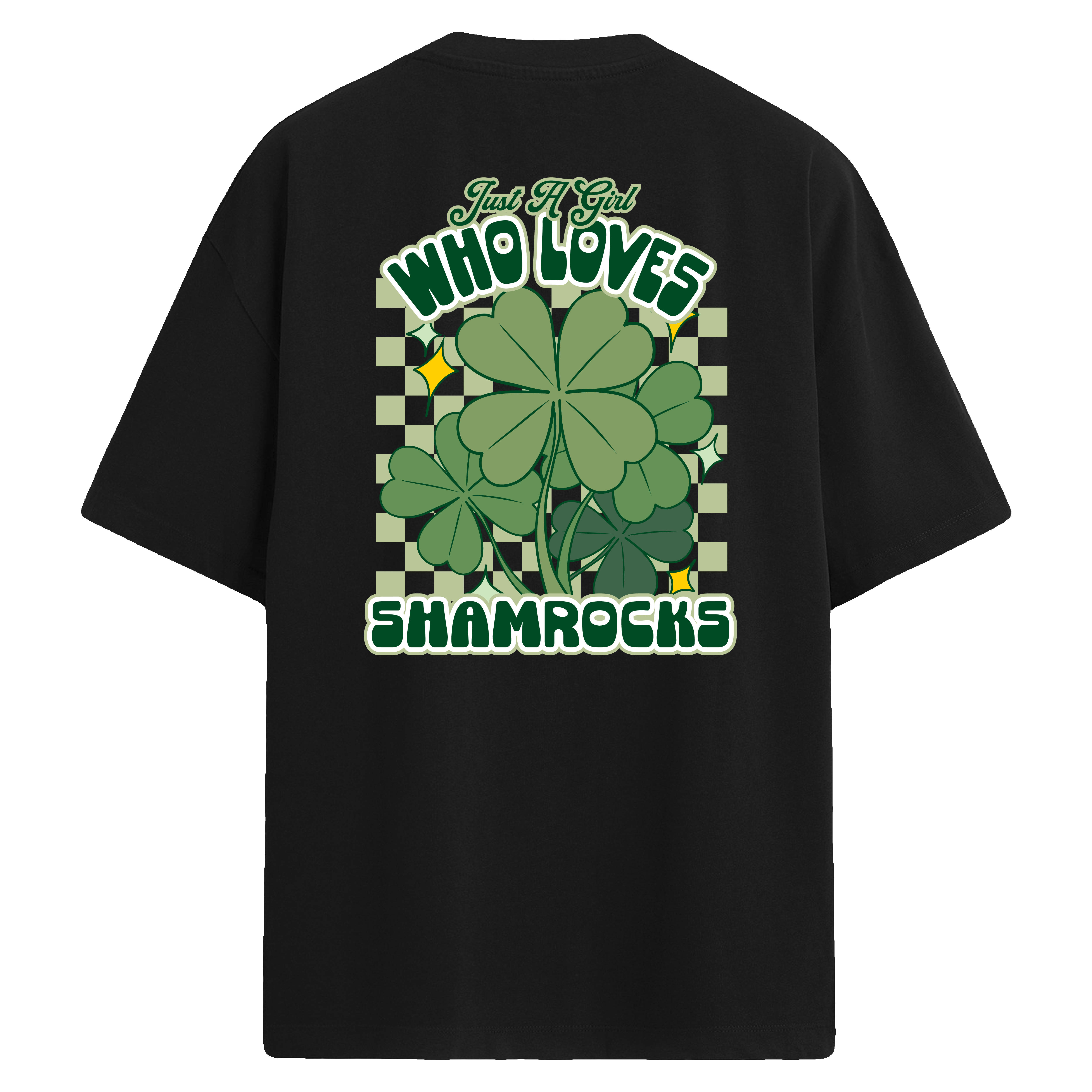 Who Loves Shamrocks Sırt Baskılı Oversize T-Shirt